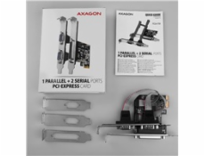 AXAGON PCEA-PSN, PCIe řadič - 1x paralelní (LPT) + 2x sériový port (RS232) 250 kbps, vč. LP