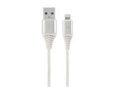 Gembird nabíjací kábel Lightning 8-pin (M) na USB 2.0 (M), prémiový, opletený, 1 m, biely