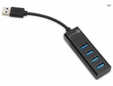 CONNECT IT USB-C hub USB 3.0, 4 porty, externí, ČERNÝ