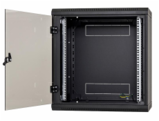 Nástěnný rack jednodílný 12U (š)600x(h)595 perforované dveře černý