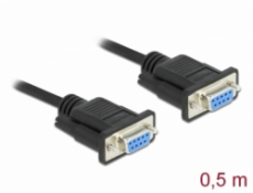 Delock Sériový kabel rozhraní RS-232 Sub-D9, ze zásuvkového na zásuvkový, délky 0,5 m, null modem