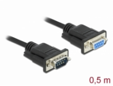 Delock Sériový kabel rozhraní RS-232 Sub-D9, ze zástrčkového na zásuvkový, délky 0,5 m