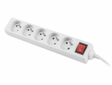 LANBERG Prodlužovací přívod   3M 5X klasická zásuvka s vypínačem měď kabel bílý