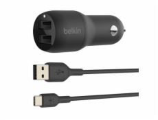 Duální USB-A 1m 24W nabíječka do auta černá