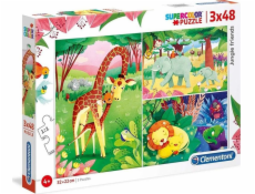 Clementoni Puzzle 3x48 Super kolor Jungle friends Clementoni Puzzle 3x48 Super kolor Jungle friends