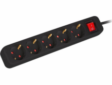 Lanberg power strip Prodlužovací kabel Lanberg 3m černý 5x 230V Schuko s vypínačem, kabel z plné mědi