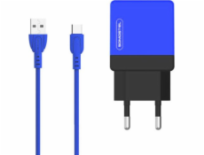 SOMOSTEL INDOOR PHONE CHARGER 2A + CABLE TYPE-C BLUE COLOR