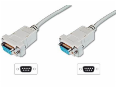 Digitus pripojovací kábel nullmodem DB9 F/F 3m, béžový