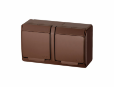 Inštalačná dvojzásuvka Galatea 5322-01 IP44 hnedá