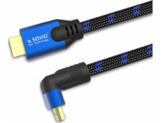HDMI-HDMI V2.1, 3M, 8K, Angular, OFC, Copper, Golden Ends, Ethernet/3D CL-148 SAVIO Blue-Black