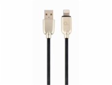 Gembird nabíjecí kabel Lightning 8-pin (M) na USB 2.0 (M), prémiový, gumovo - opletený, 1 m, černý