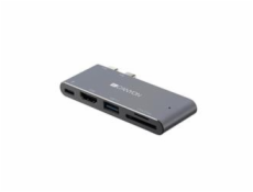 CANYON replikáítor portů DS-5B, 7v1, pro Apple Mackbook s Thunderbolt 3 (USB-C 100W)