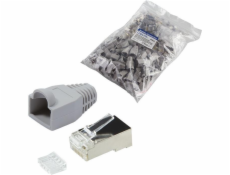 LogiLink Netzwerkanschluss - RJ-45 (M) - abgeschirmt - CAT 6 - ohne Haken - Hellšedá, RAL 7035 (Packung mit 100)