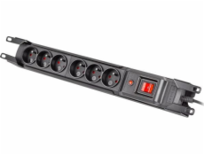 Armac prepäťová ochrana Multi M6, 6x zásuvka, IEC, vypínač, 19 "rack, 3m, čierna