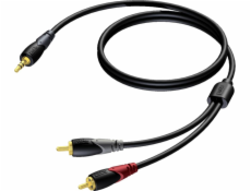 3,5 mm jack samec stereo kabel – 2x RCA / Cinch samec 3 m