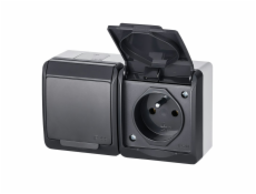 Elektro-Plast Hermes Gniazdo hermetyczne podwójne z/u 16A IP44 antracyt GNT 0322-07