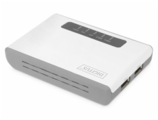 DIGITUS 2portový bezdrátový multifunkční síťový a tiskový server USB 2.0, 300 Mb / s