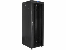 Stojacia inštalačná skrinka 19 37u 600x800 čierna, lcd sklenené dvere (Flat pack)