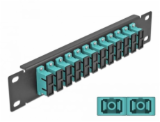 Delock 10" patch panel pre optické vlákna, 12 portov, SC Duplex, sv. modrý, 1U, čierny