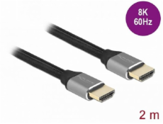 Delock Ultra vysokorychlostní HDMI kabel, 48 Gbps, 8K 60 Hz, šedá 2 m certifikovaný