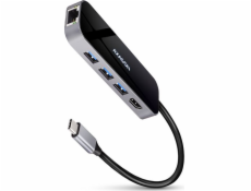 AXAGON HMC-6GL, USB 3.2 Gen 1 hub, porty 3x USB-A, HDMI, RJ-45 GLAN, USB-C PD 60W, kabel USB-C 20cm