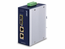 PLANET IGUP-2205AT PoE++ konvertor 802.3bt, 2x 1000Base-T, 2x SFP 100/1000Base-X, dual power 12-56VDC, -40 až 75st.