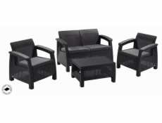 Zahradní nábytek Keter Corfu set dvousedačka + dvě křesla + stůl grafitový
