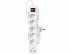 EMOS Prodluž. kabel 5z3m,vyp,1,5mm, 2xUSB (2,1A)