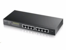 Zyxel GS1900-8HP v3 8-port Desktop Gigabit Web Smart PoE switch: 8x Gigabit metal, IPv6, PoE budget 70W, fanless