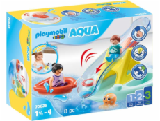 70635 1.2.3 AQUA Badeinsel mit Wasserrutsche, Konstruktionsspielzeug