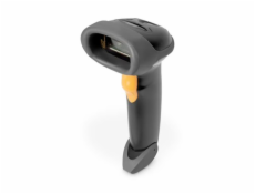 DIGITUS Ručný skener čiarových kódov 2D, kompatibilný s QR kódom, obojsmerný 200 skenov/s, 2 m kábel USB-RJ45, s držiakom