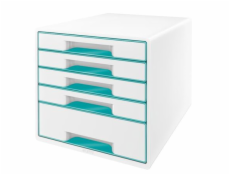 Zásuvkový box Leitz WOW CUBE, 5 zásuvek, bílá/ledově modrá