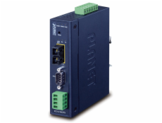 PLANET průmyslový konvertor RS-232/422/485 na IP, 1x COM, 1x 100Base-FX SC SM 30km, 9-48VDC, 24VAC, -40~+75°C, IP30