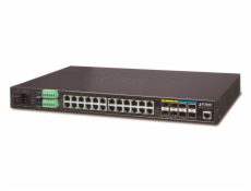 Planet IGS-6325-20T4C4X, 24x 1000Base-T,4x 10Gb SFP+, 4x SFP, L3, WEB/SNMPv3, -40 až 75°C, AC+DC, IP30, fanless