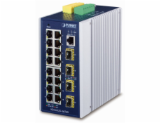 Planet průmyslový L3 switch, 16x1Gb + 4x1Gb SFP, -40 až 75°C, dual 9-48VDC, IP30, fanless