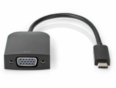 NEDIS kabelový adaptér USB 3.2 Gen 1/ USB-C zástrčka - VGA (D-SUB) zásuvka/ kulatý/ černý/ 20cm