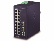 Planet IGS-4215-16T2S průmyslový L2 switch 16x 1Gb TP + 2x SFP, IP30, -40 až 75°C, SNMP, 12-48VDC/24VAC