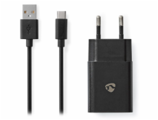 NEDIS síťová nabíječka/ USB-C/ 2.4 A/ 5.0 VDC/ černá/ kabel 1m