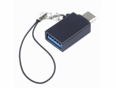 PremiumCord Adaptér USB-C male - USB3.0 A female, OTG, černý s očkem na zavěšení