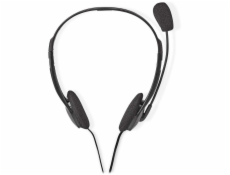 NEDIS headset CHST100BK/ drátová sluchátka + mikrofon/ 2x 3,5 mm jack/ kabel 2 m/ černý