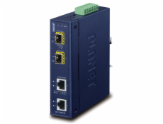 Planet IGT-2205AT, konvertor 2x1Gb, 2xSFP 100/1G/2.5G, -40až+75C, ESD, Backup Link, IP30, 24VAC/12-48VDC