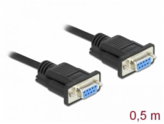 Delock Serial Cable RS-232 D-Sub 9 female to female null modem with narrow plug housing - Full Handshaking - 0.5 m