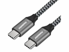 PremiumCord USB-C kabel ( USB 3.2 GEN 2, 3A, 60W, 20Gbit/s ) bavlněný oplet, 1m