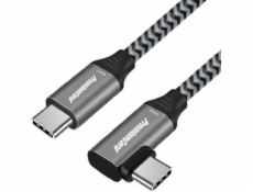 PremiumCord USB-C zahnutý kabel ( USB 3.2 GEN 2, 3A, 60W, 20Gbit/s ) 1m hliníkové krytky konektorů, bavlněný oplet