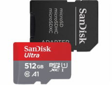 SanDisk MicroSDXC karta 512GB Ultra (150 MB/s, A1 Class 10 UHS-I) + adaptér