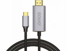 USB-C to HDMI 2.0B cable 2m silver/black gold tips SAVIO CL-171