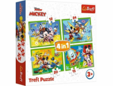 Puzzle 4v1 Mickey mezi přáteli
