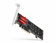 AXAGON PCEM2-ND, PCIe x8 řadič - 2x M.2 NVMe M-key slot, RAID, podpora desek bez bifurkace, vč. LP