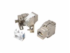 XtendLan Keystone jack RJ45 Cat5e, STP, stříbrný, zaklapávací zezadu