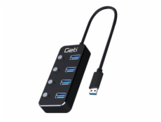 USB rozbočovač GETI GUH4AS 4x USB-A 3.0 se spínači